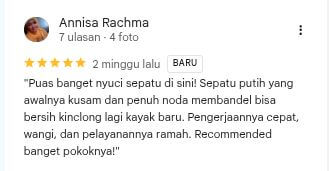 Testimoni pelanggan jasa cuci sepatu Surabaya 2